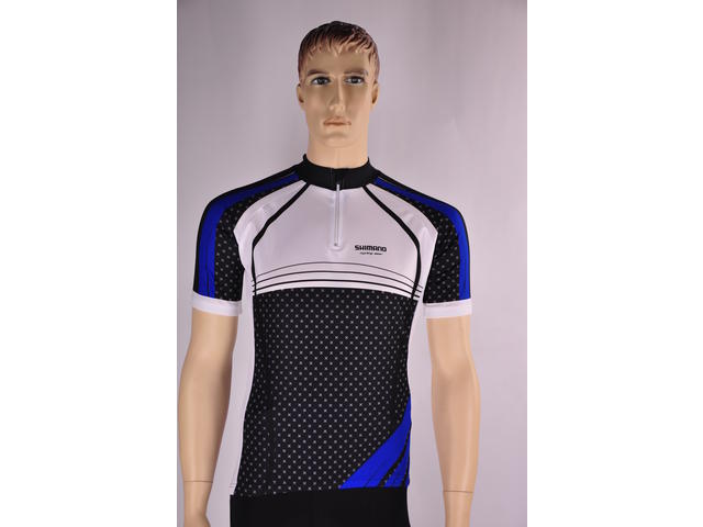Shimano Shimano original print fietsshirt korte mouwen zwart met wit en blauw heren