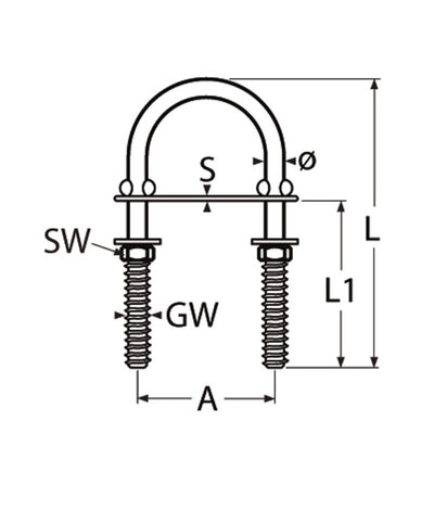 Marinetech U-Beugel M6x90