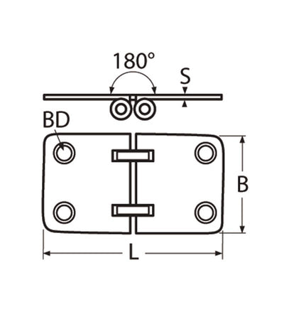 Marinetech Tafelbladscharnier 71mm