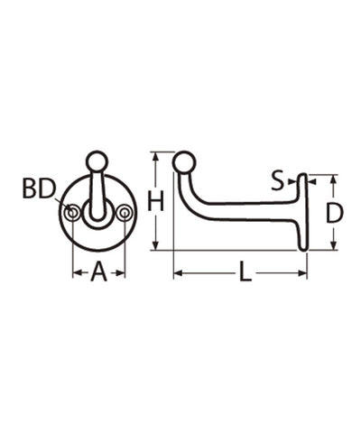 Marinetech Kledinghaak 65 mm