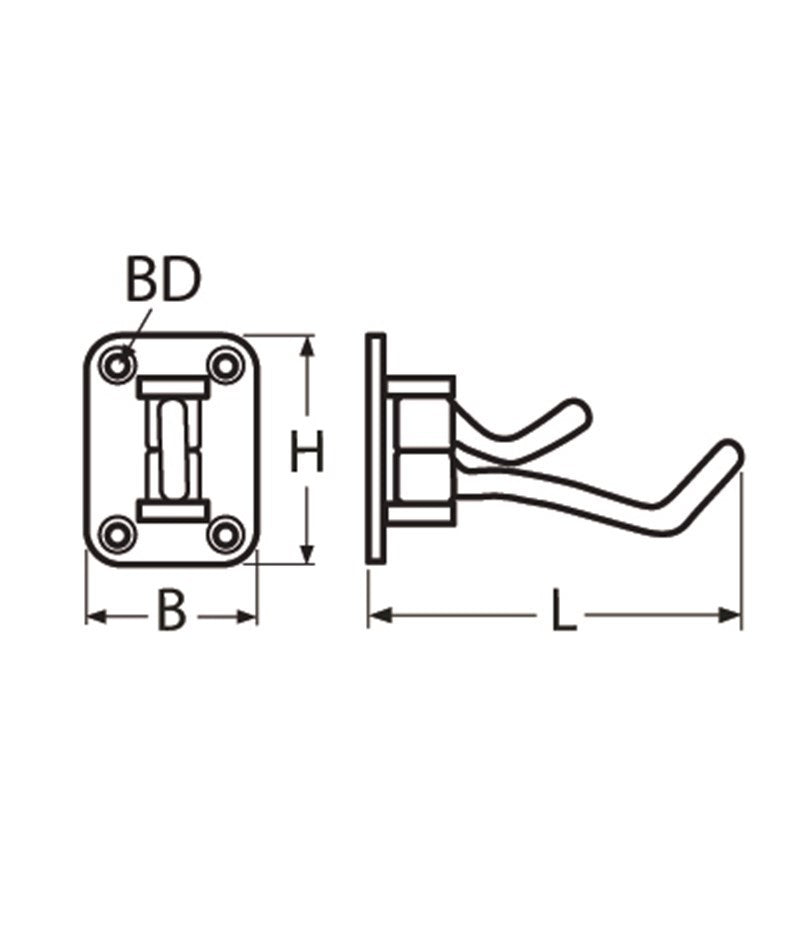 Marinetech Kledinghaak 55x38 mm