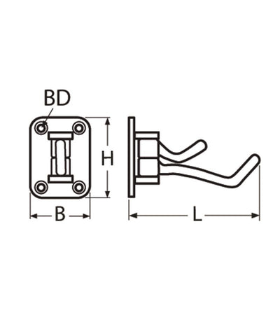 Marinetech Kledinghaak 55x38 mm