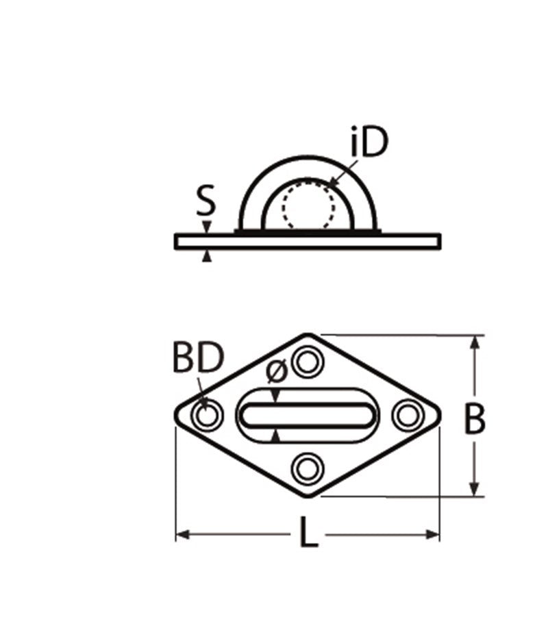 Marinetech 8264205 Mastoog met Ruitvormige Grondplaat 60x36 mm