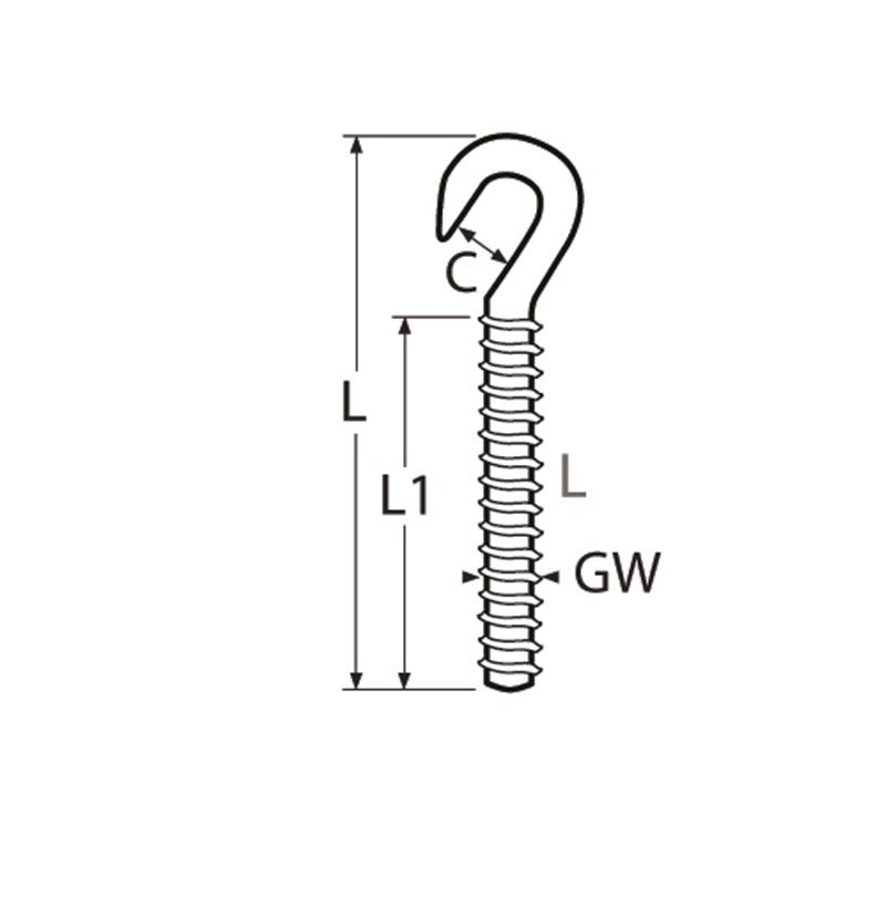 Marinetech Haakschroef M6 links