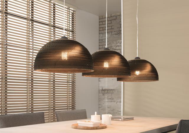 Mioni Carta/Strato 3 hanglamp met halfronde kappen van geperst karton
