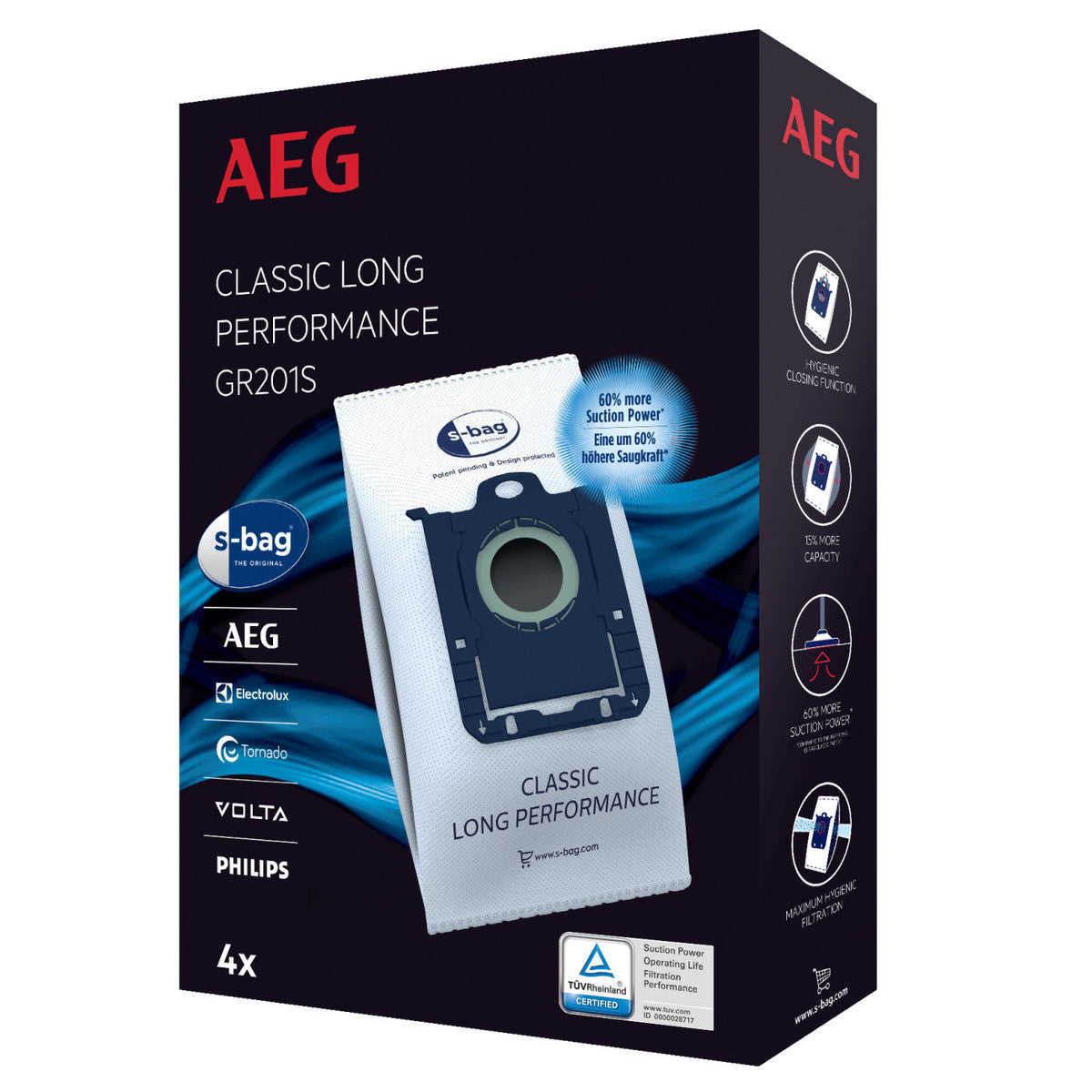 AEG GR201S pakket van 4 stofzuiger zakken voor VX4 tot VX8
