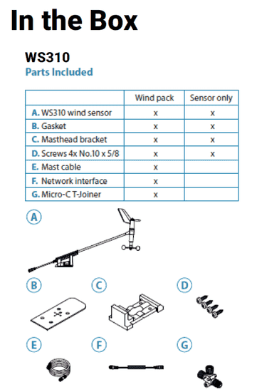 B&G WS310 Wind Pack