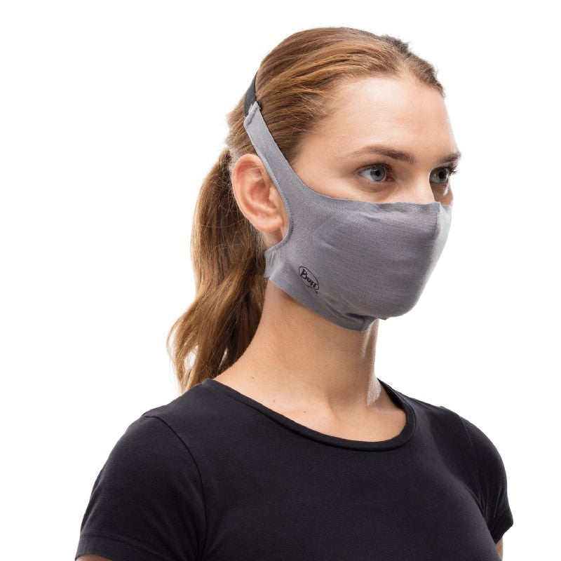 Buff Face Mask Solid Grey Sedona mondkapje met 5 filters