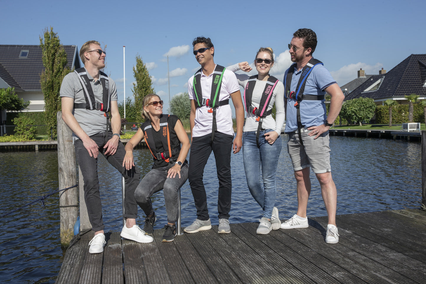 Besto Comfort fit 180N MH automatisch reddingsvest met harnas zwart/groen