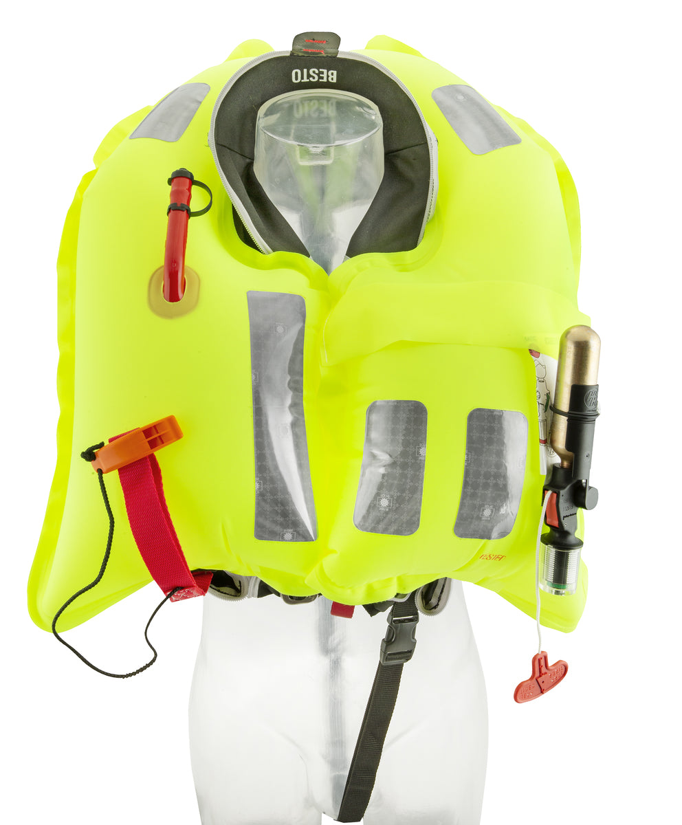 Besto Comfort fit 180N MH automatisch reddingsvest met harnas zwart/groen