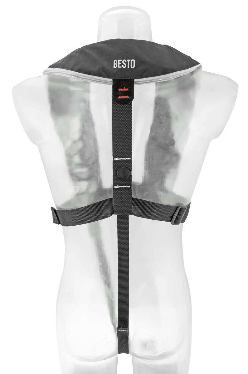 Besto Comfort fit 180N ZH automatisch reddingsvest zwart/grijs