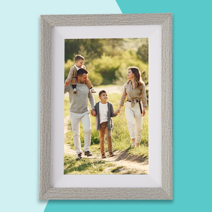Pora & Co Digitale fotolijst 10 inch met WiFi en Frameo App wit met zilver