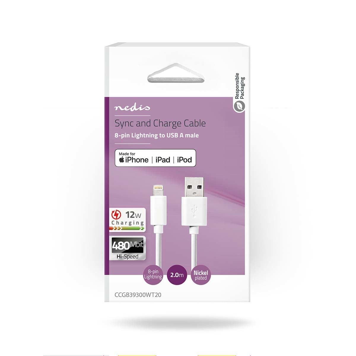 Nedis Lightning kabel van Apple Lightning 8-Pins naar USB-A Male