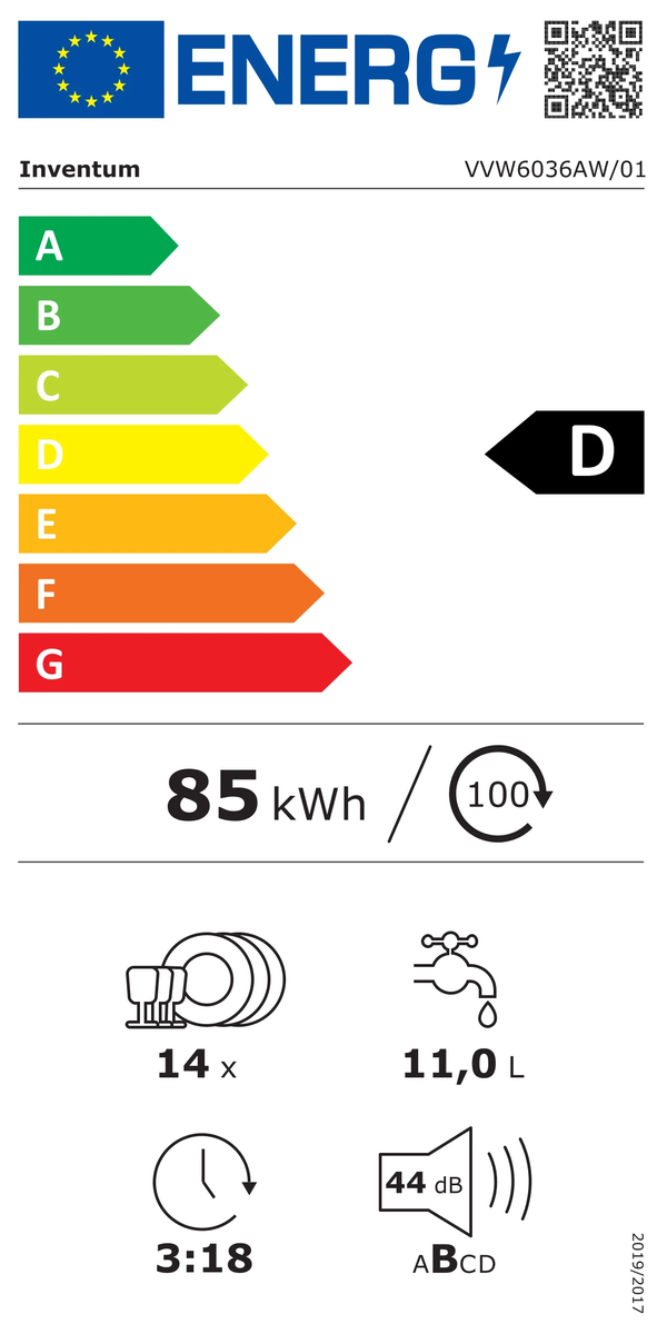 Inventum VVW6036AW Vaatwasser vrijstaand
