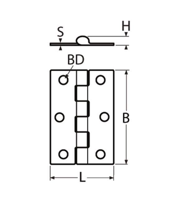 Marinetech Scharnier 100x55 mm