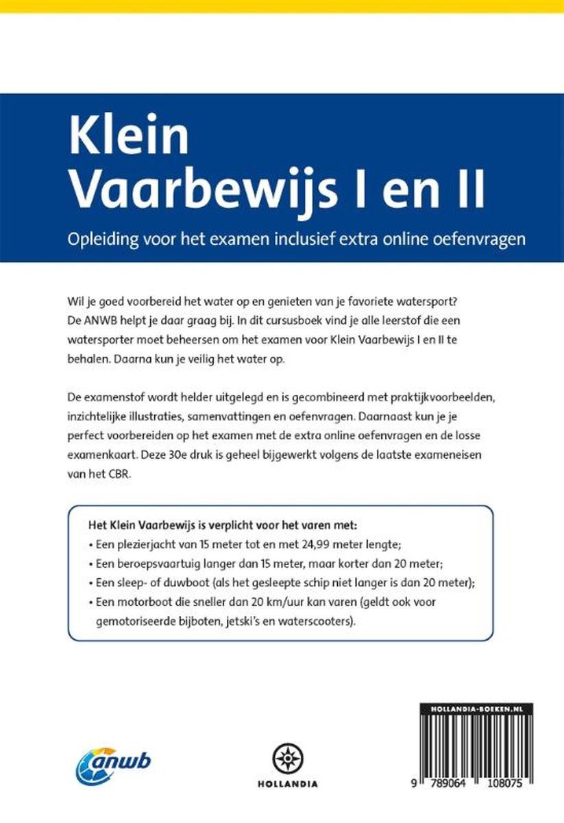 ANWB Cursusboek Klein Vaarbewijs I en II (30e druk)