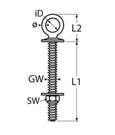 Marinetech Oogbout M8x80