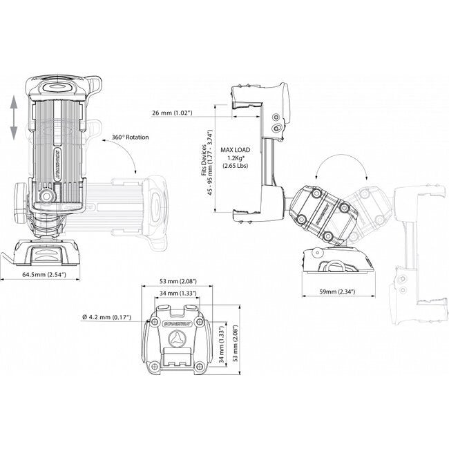 ScanStrut ROKK Mini set telefoon houder en basis opbouw
