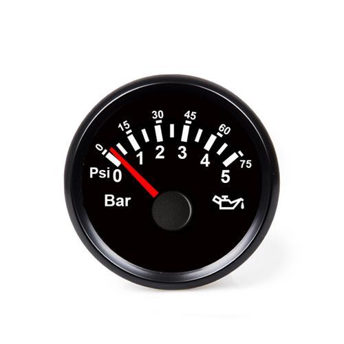 Hollex Oliedrukmeter 12/24 Volt 0-5 Bar zwart