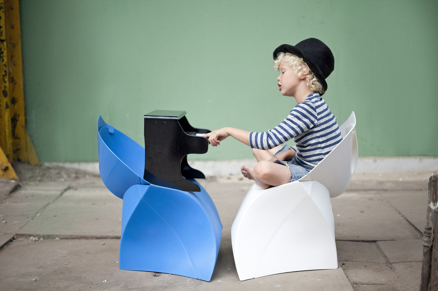 Flux Chair Junior opvouwbare design kinderstoel geel (4 stuks)