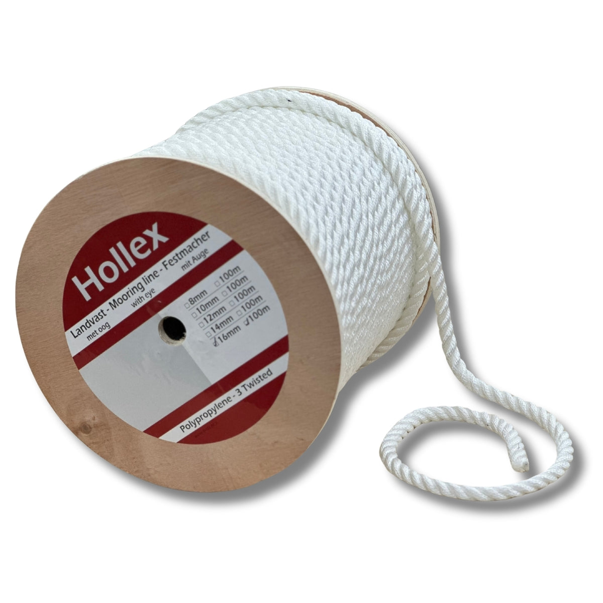 Hollex 3-Strengs 12 mm Landvast rol 100 meter wit