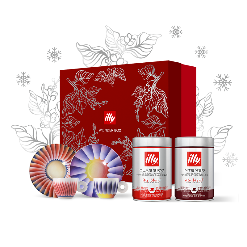 Illy Discovery Box intenso 250 gram, 2 espresso en 2x Judy Chicago kopjes