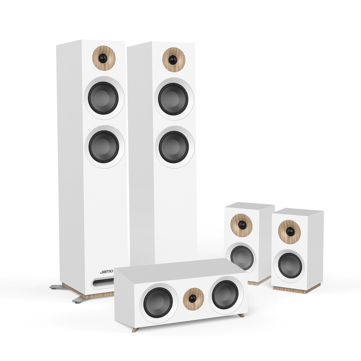 Jamo S807HCS WIT front zuilen en rear boekenplank speakers set