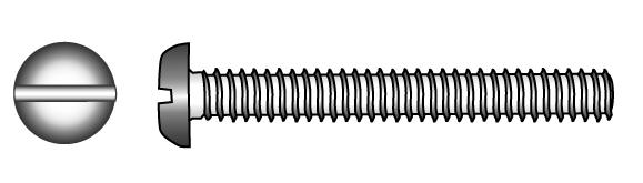 Marinetech Metaalschroef CK M6x60 + moer / Zaagsnede (4 stuks) DIN84