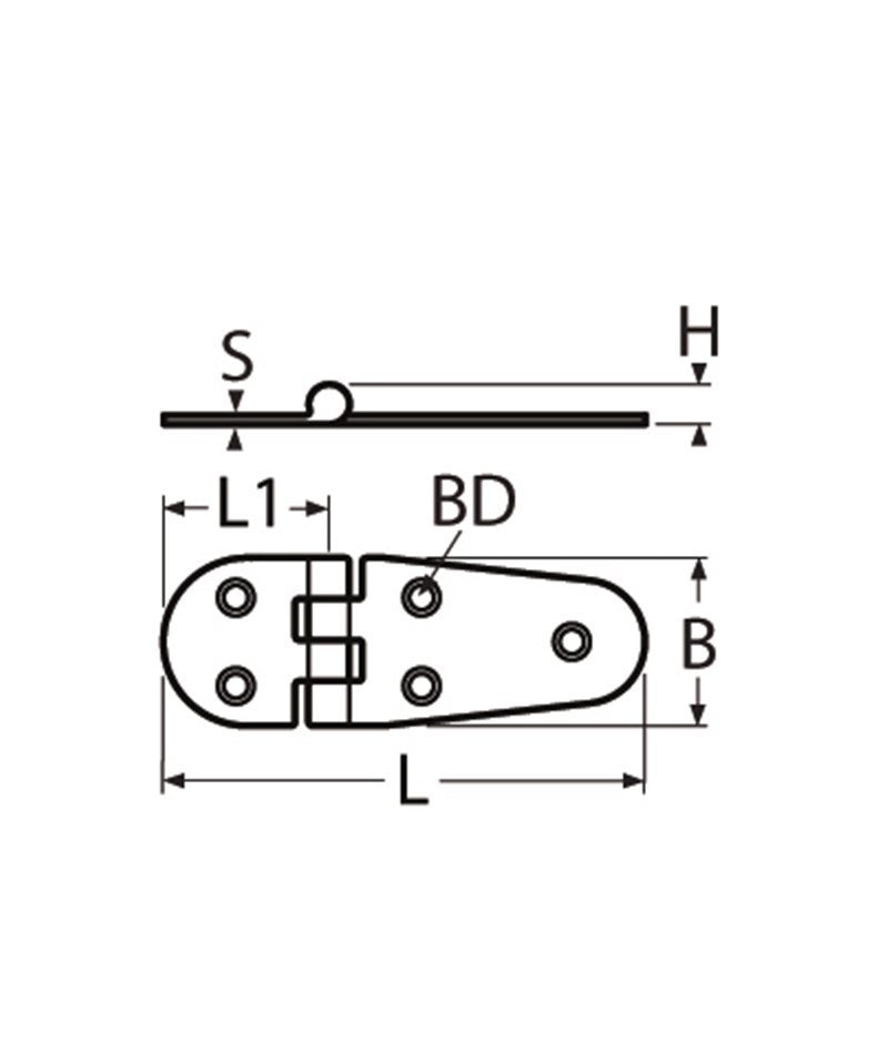 Marinetech Scharnier 110x38 mm afmetingen l x b x dikte: 110x38x2mm