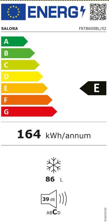 Salora FRT8600BL tafelmodel vriezer, 55 cm breed