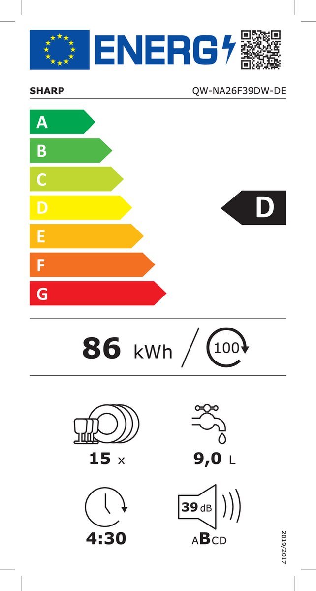 Sharp QWNA26F39DWDE superstille vaatwasser