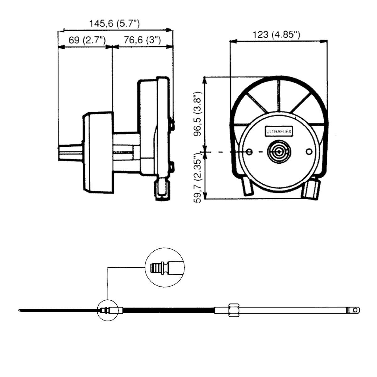 Ultraflex Rotech IV Stuursysteem T67 met M58 kabel tot 55 pk