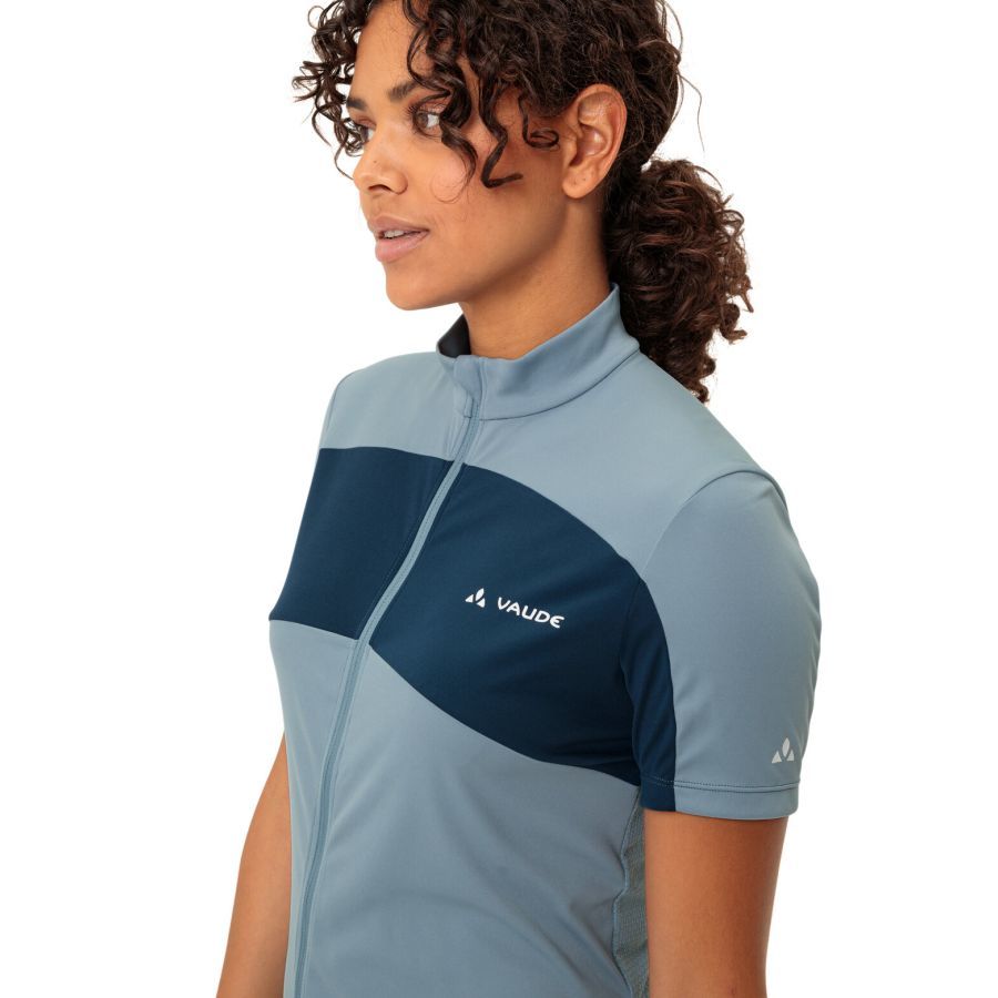 Vaude Matera FZ Tricot fietsshirt korte mouwen blauw dames