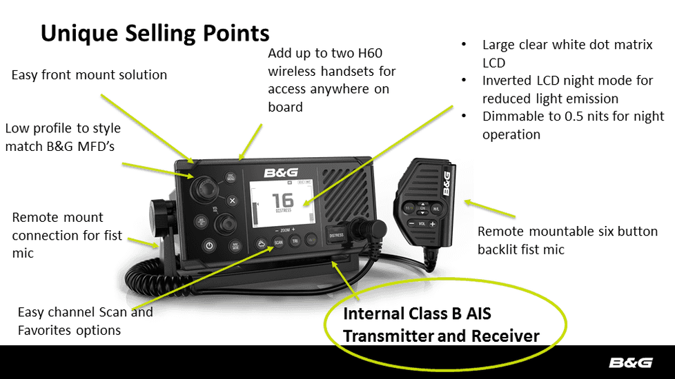 B&G V60-B Marine Kit marifoon met AIS transponder en GPS-500 antenne