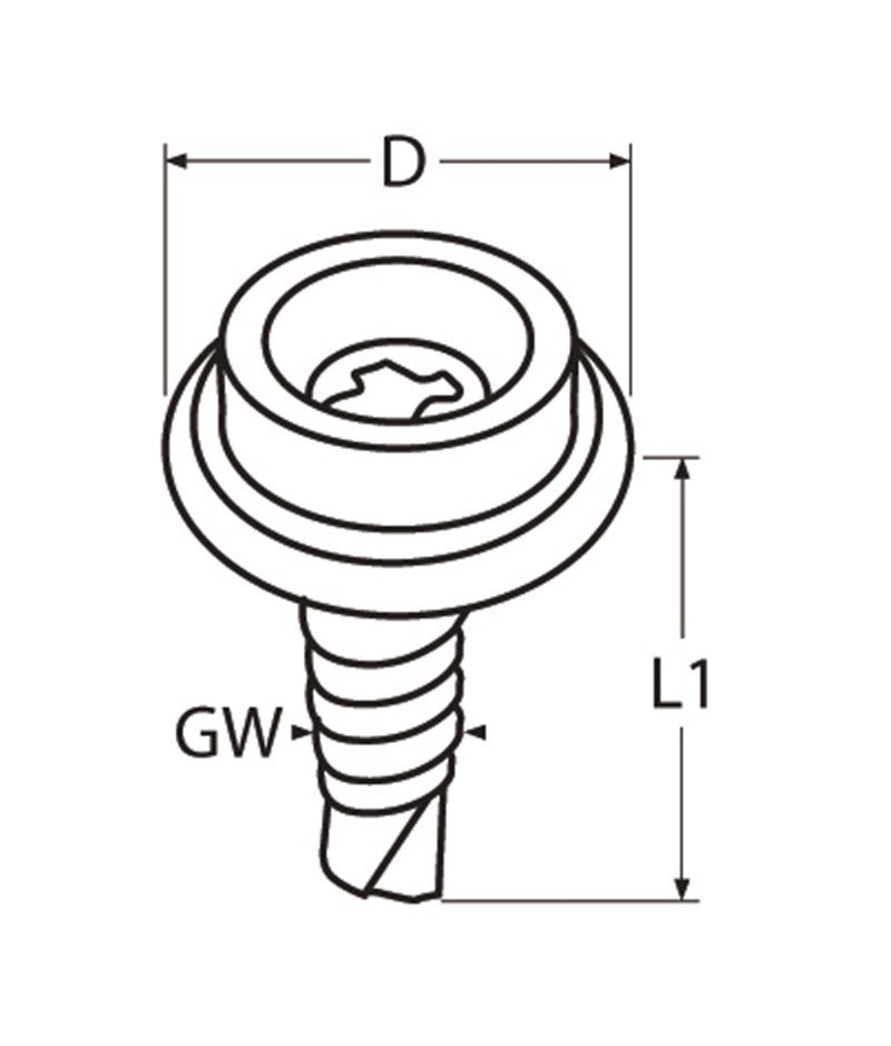 Marinetech 814040615 159 Durable DOT Stud met RVS Zelftapper 15x15,9 (5 stuks)