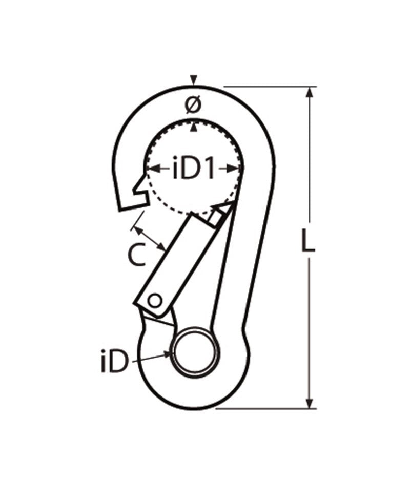 Marinetech 8250407 70 Karabijnhaak met Kous 7x70 mm BL: 900kg