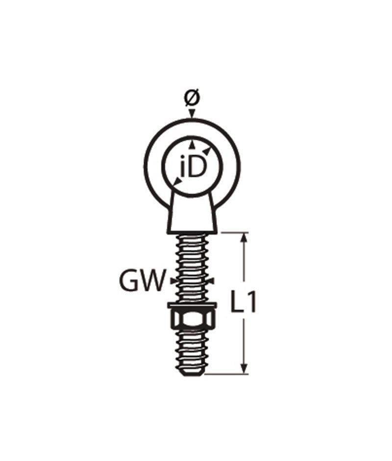 Marinetech 8267408 080 Oogbout met Metrische Draad M8x80