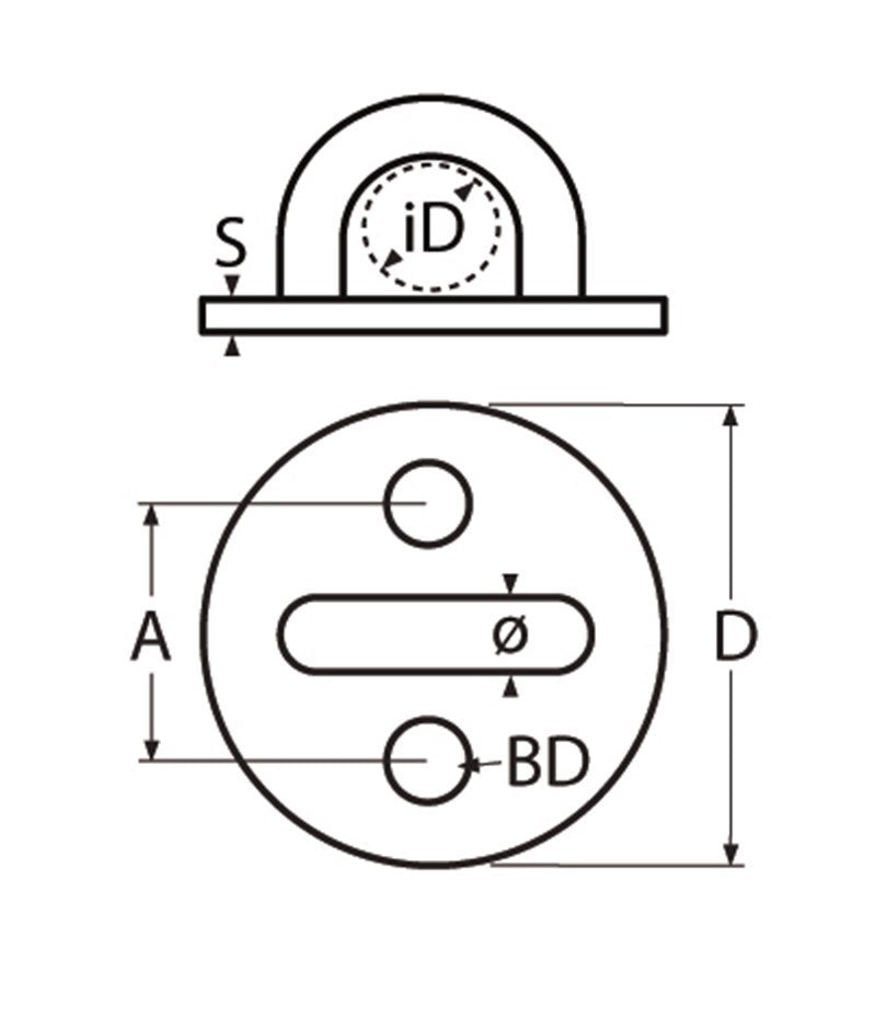 Marinetech Dekoog Rond 8mm met ronde grondplaat 50mm