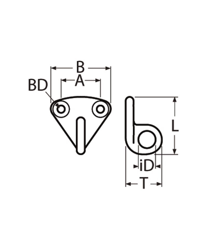 Marinetech Fenderoog A4 ø 10 mm 30x35 mm