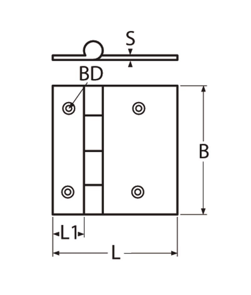 Marinetech Scharnier gegoten afmetingen l x b x dikte: 52x61x4mm