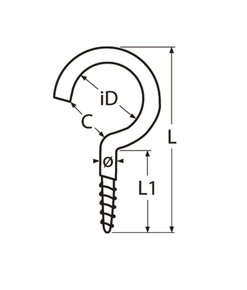 Marinetech Schroefhaak 5,2x80 mm Gebogen