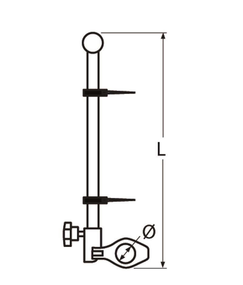 Marinetech Vlaggenstok RVS A2 45.5 cm met knop en railing bevestiging 22 mm