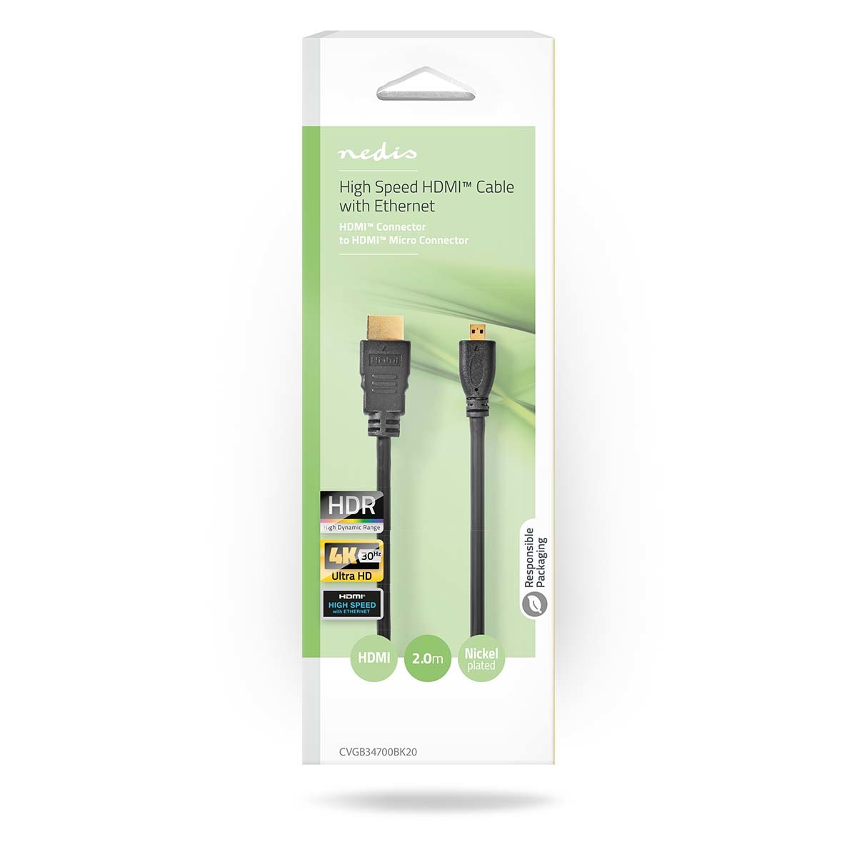 Nedis HDMI naar HDMI micro High Speed HDMI kabel met ethernet