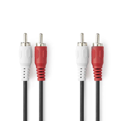Nedis Stereo audio kabel 2x RCA/Tulp male naar 2x RCA/Tulp male, lengte kabel 2 meter