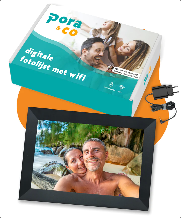 Pora & Co Digitale fotolijst 10 inch met WiFi en Frameo App zwart