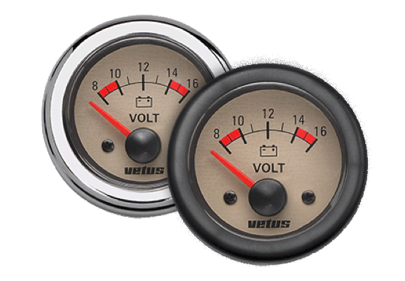 Vetus Voltmeter wit 12 Volt, inbouwmaat 52 mm