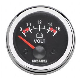 Vetus Voltmeter zwart 12 Volt, inbouwmaat 52 mm