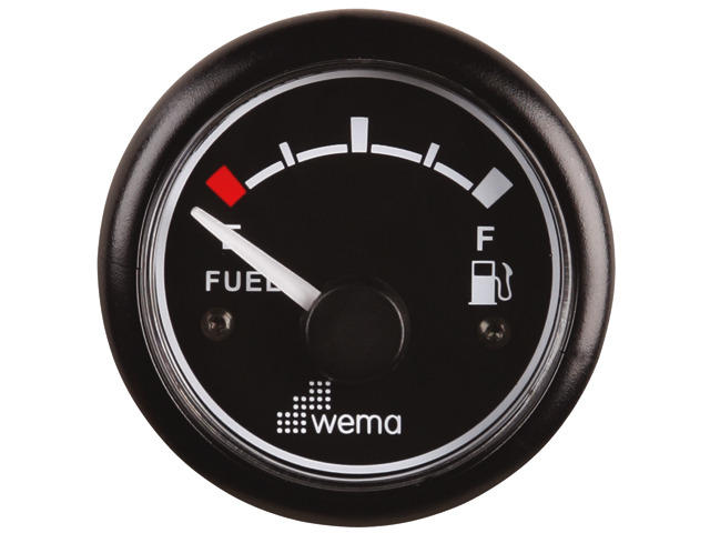 Wema Tankmeter Fuel Instrument, zwarte wijzerplaat