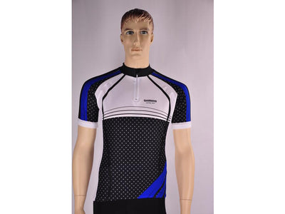Shimano Shimano original print fietsshirt korte mouwen zwart met wit en blauw heren