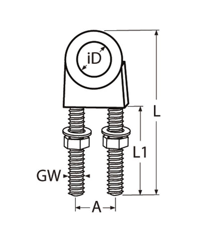 Marinetech U-Beugel 25 mm met oog